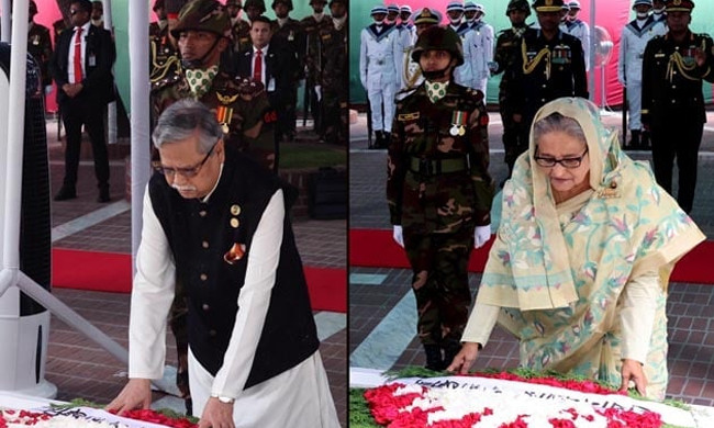 টুঙ্গিপাড়ায় বঙ্গবন্ধুর প্রতি শ্রদ্ধা জানিয়েছেন রাষ্ট্রপতি ও প্রধানমন্ত্রী